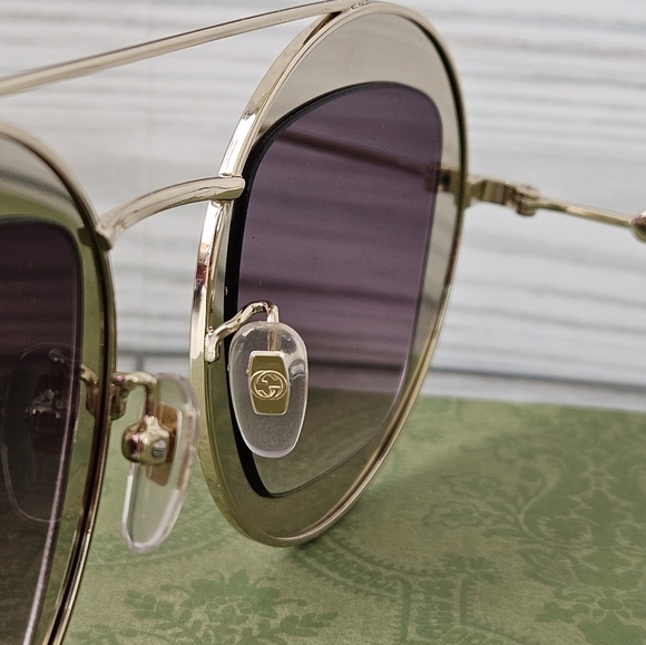Gucci Aviator GG0105S Aviator Sunglasses in Gold and Brown Gradient NWT - Picture 4 of 11